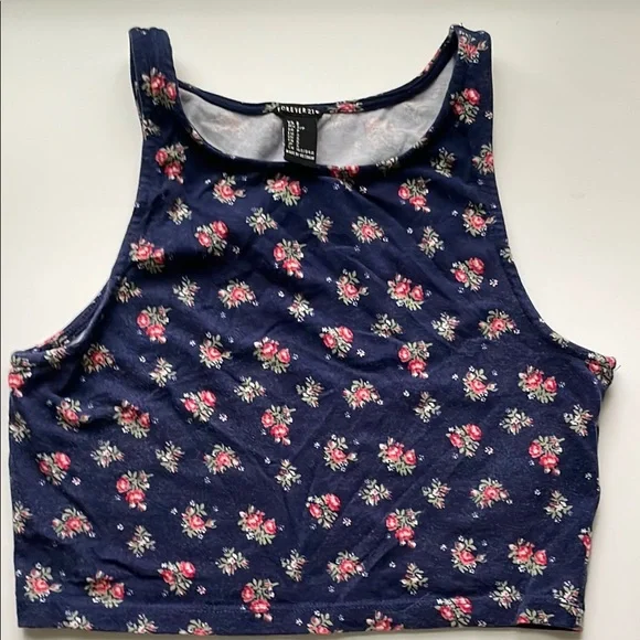 Forever 21 Tops Forever Navy Floral Crop Top Poshmark